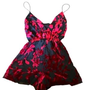 Tobi red velvet romper small